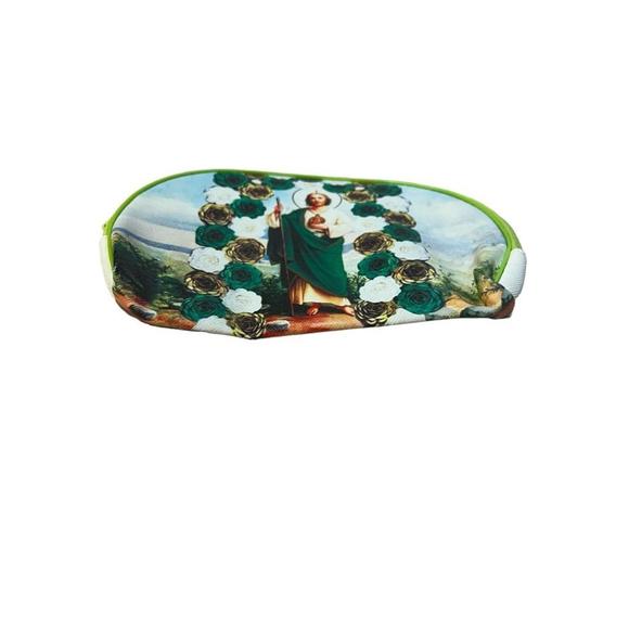 St Jude Religious Zippered Pouch Green Floral Cosmetic Bag 8x6 NWT - Picture 3 of 5